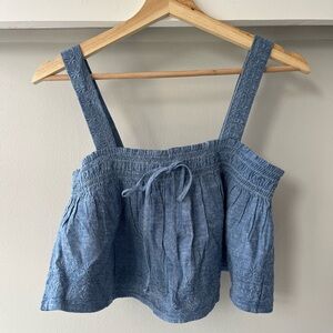 Sky Blue Flowy Crop Top - American Eagle Sz XS